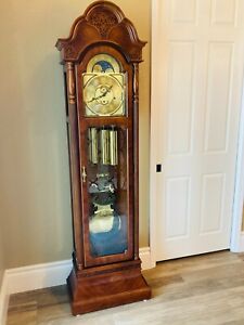 Beautifully Preserved Ridgeway Grandfather Clock with Triple-Chime Movement