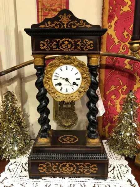 SALE! Fine Italian Marquetry "Portico" Clock with Japy Freres Movement