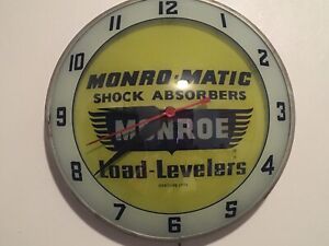 Vintage Monroe Monro-Matic double bubble wall clock lighted WORKS! 15”