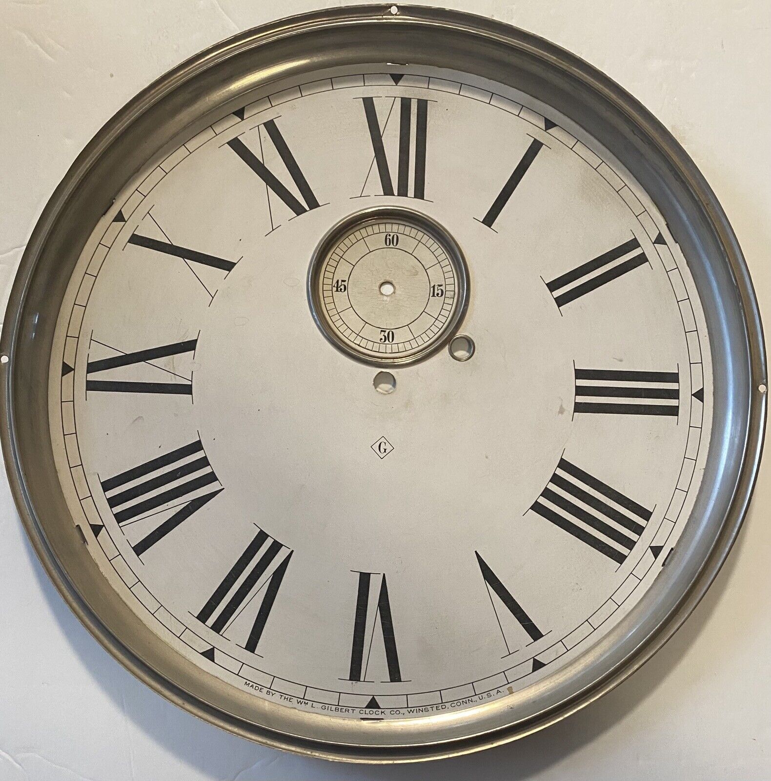 RARE Wm. L. Gilbert No.21 Regulator Weight Wall Clock movement, pendulum, dial +