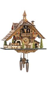 Quartz Cuckoo Clock Black Forest House with Moving Train, with Music EN 48110...