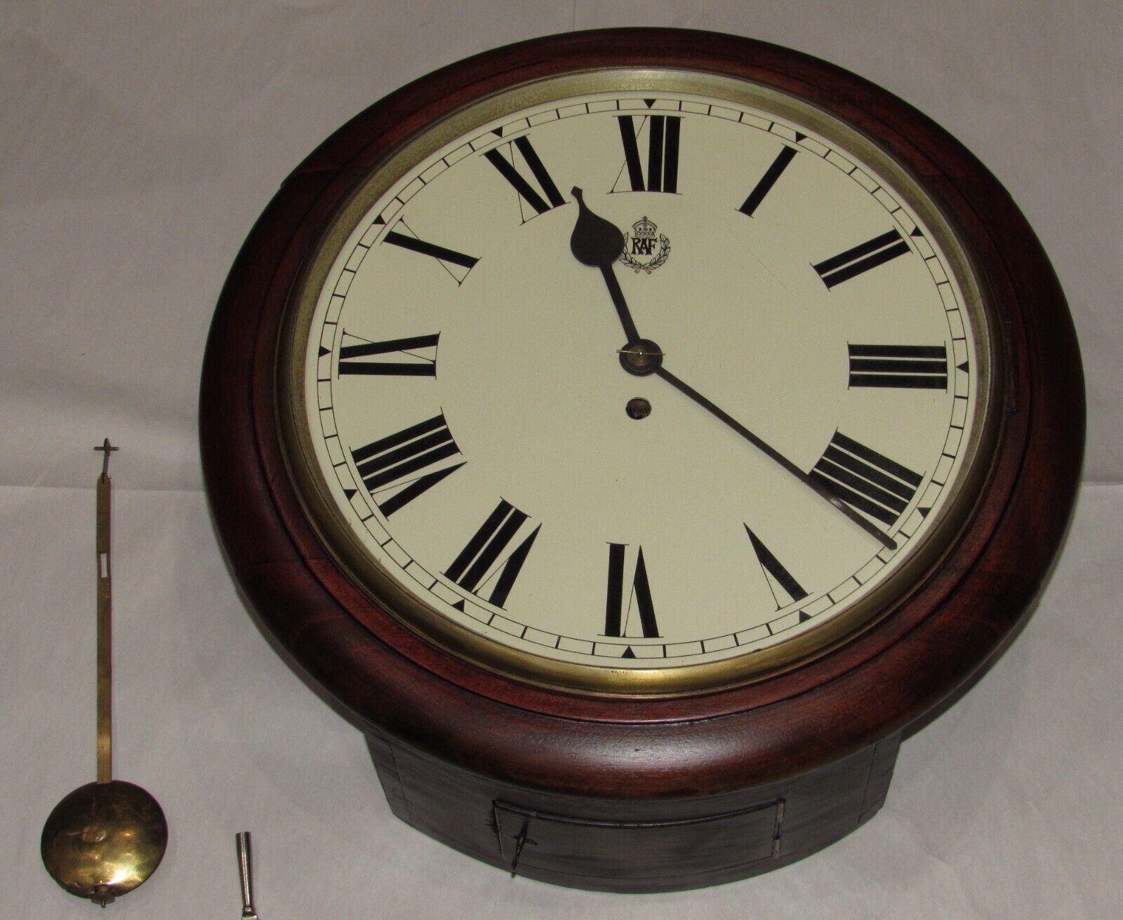 RAF English Royal Airforce 1939 Fusee Wall Clock Large 18-1/4" Round Nice Cond