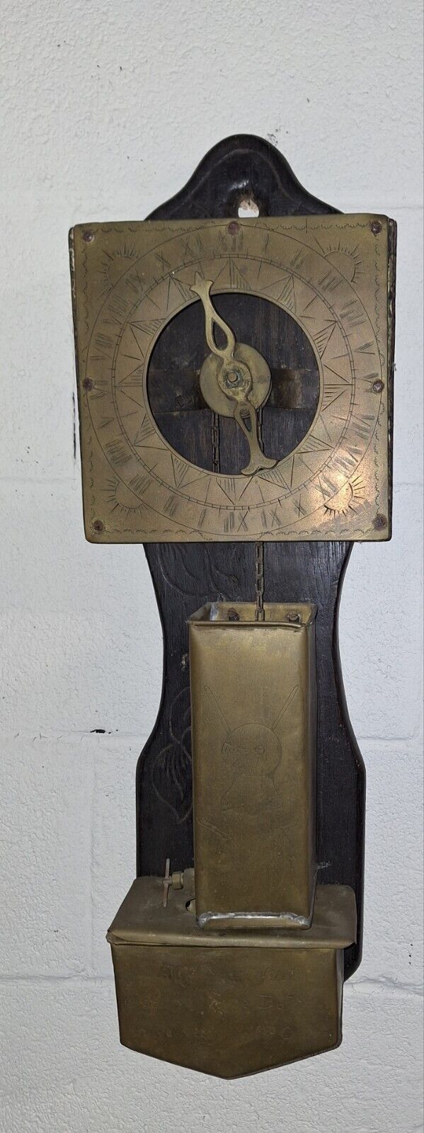 Rare Unusual Vintage Clepsydra Water Clock Brass Construction 1690 Float & Chain