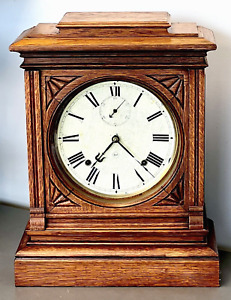 RARE SETH THOMAS "HOTEL" MANTLE CLOCK ~RUNS & STRIKES ~ EX. TIGER OAK CASE!