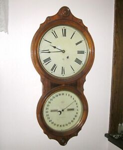 Antique Seth Thomas Office Wall Calendar Clock Dual Dial Pat. 1876 Works Fine