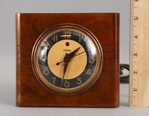 Antique Art Deco Telechron Marbled Bakelite Electric Desk Clock 1920s NO RESERVE