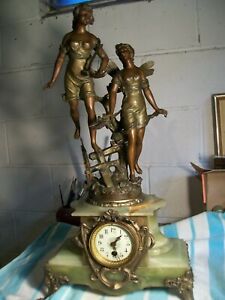 CHARLES ANFRIE SCULPTURE ON A MARBLE CLOCK CIRCA 1870