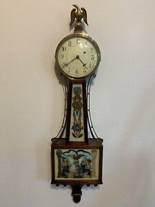 New ListingAntique 1920's Waltham Perry's Victory tablets 8 Day Mahogany Banjo Wall Clock