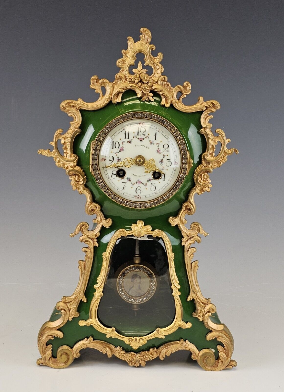 Beautiful Antique Tiffany & Co Enamel Gilt Bronze Clock