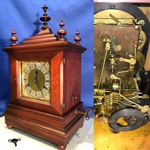 ANTIQUE US NEW HAVEN 5 WIRE GONGS WESTMINSTER SONORA CHIME CLOCK,MAHOGANY CASE