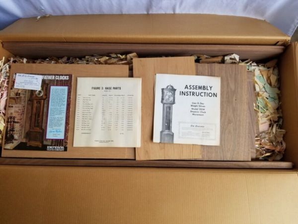 Vintage Emperor Grandfather Clock Kit Model 120k In Walnut Open Box 1972 NOS