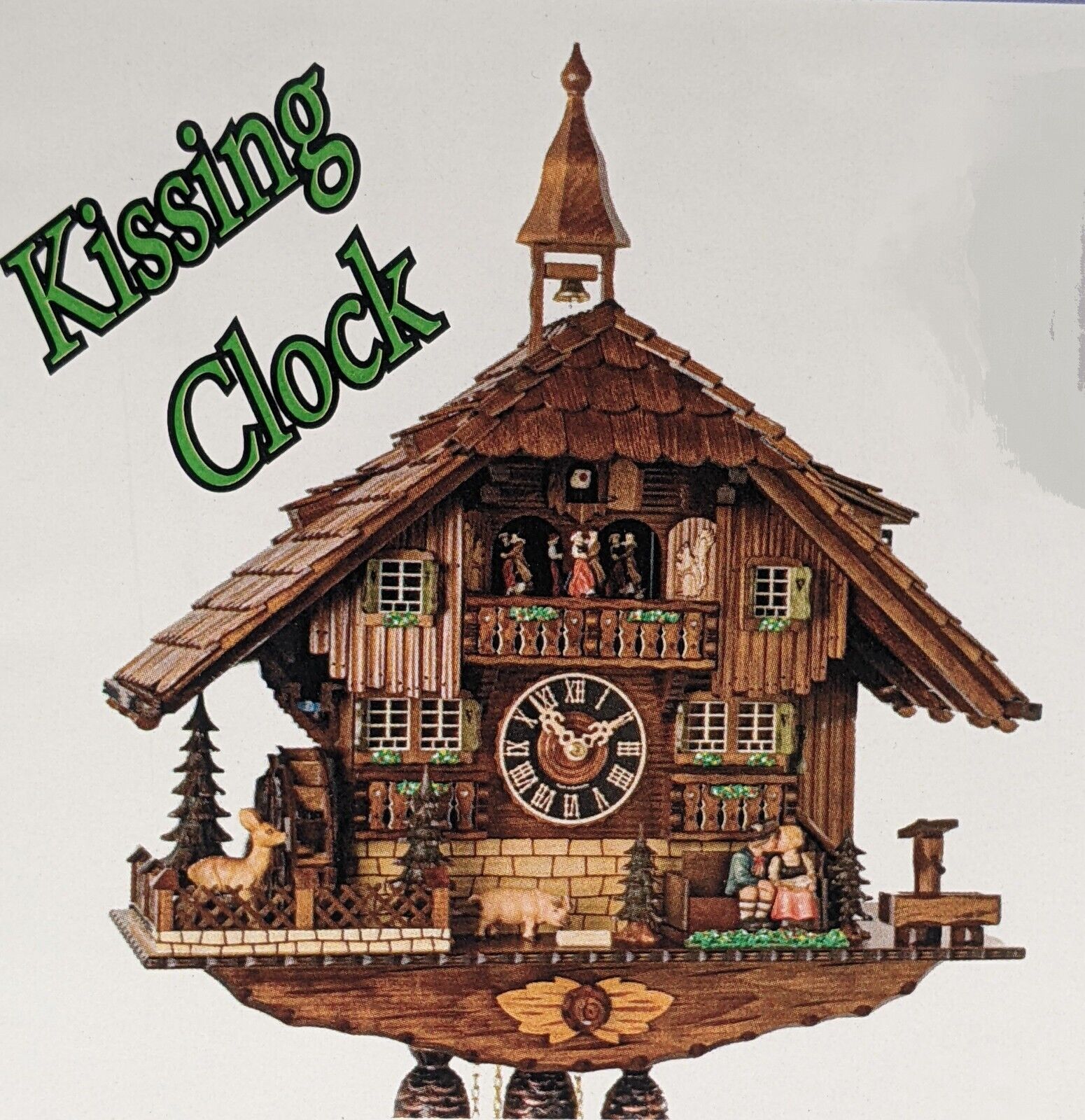 Hones 8 Day Musical 23" Kissing Cuckoo Clock Germany Black Forest