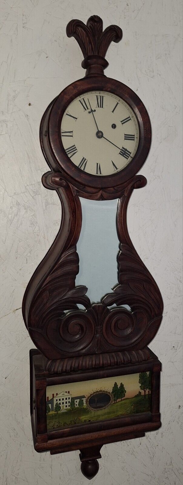 Fine Lenderman 8 Day Lyre Banjo Wall Clock Working Weight Driven Diboll TX.