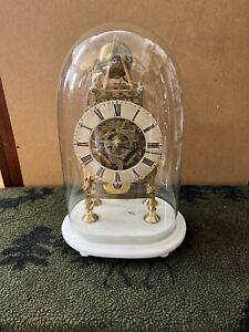 DOME Mantle Clock  Pendulum Glass Case 16” Tall. 1850’s Double Fusee Clock