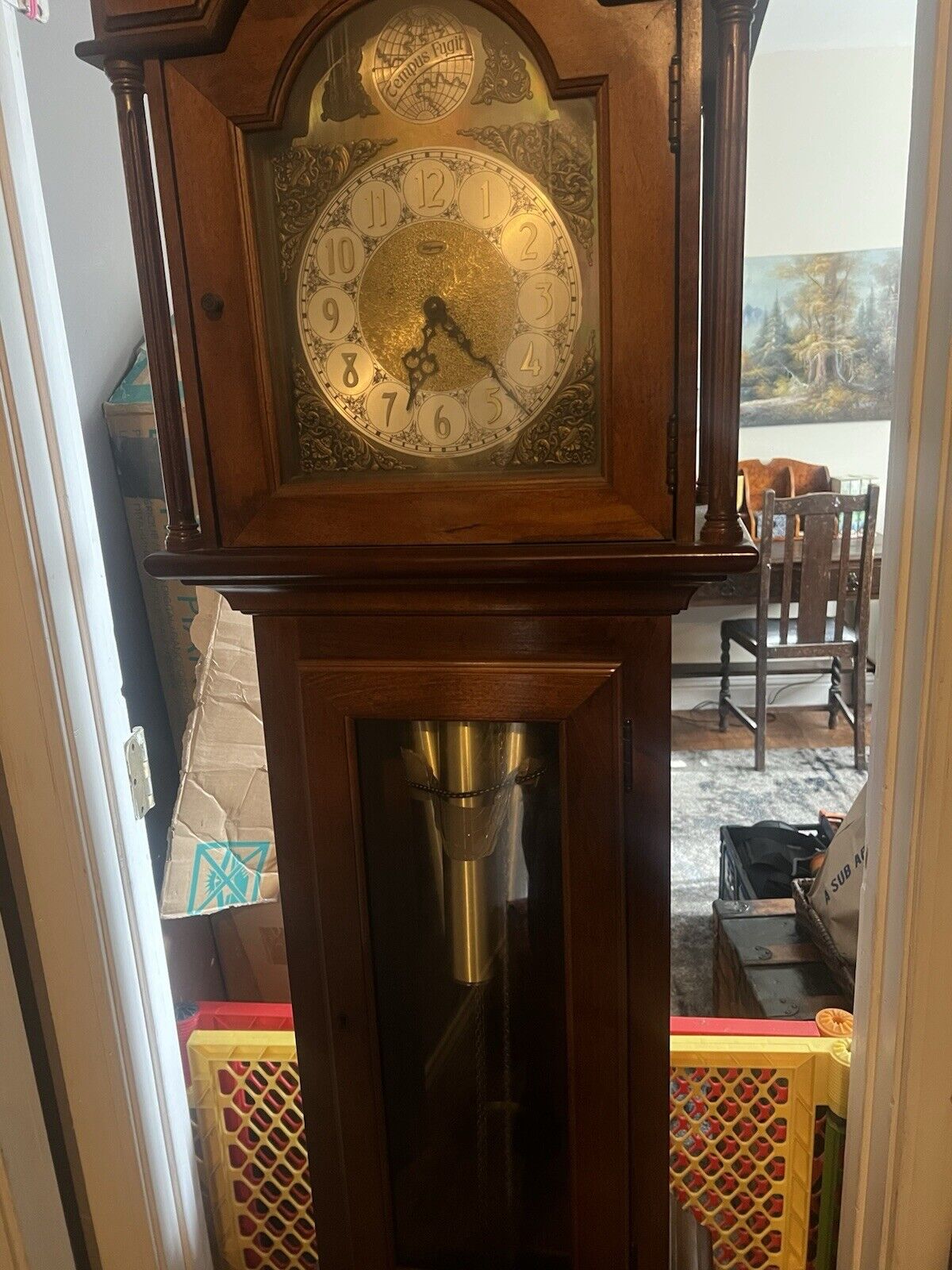 Vintage Early 1900s Ridgeway Grandfather Clock Mahogany Made in Germany