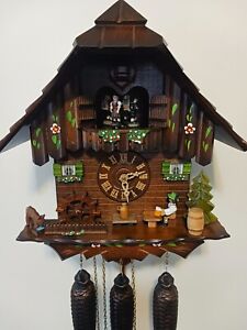 Cuckoo Clock by A. Schneider,  8 Day,  Musical,  Animated,  with Night Shut Off