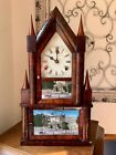 1840 Antique Rare Elisha Manross Mahogany Double Steeple Fusee Clock