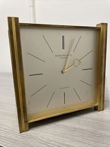 Patek Philippe Haussman Gilt-Brass Square-Shaped RareVintage Desk Clock Works!