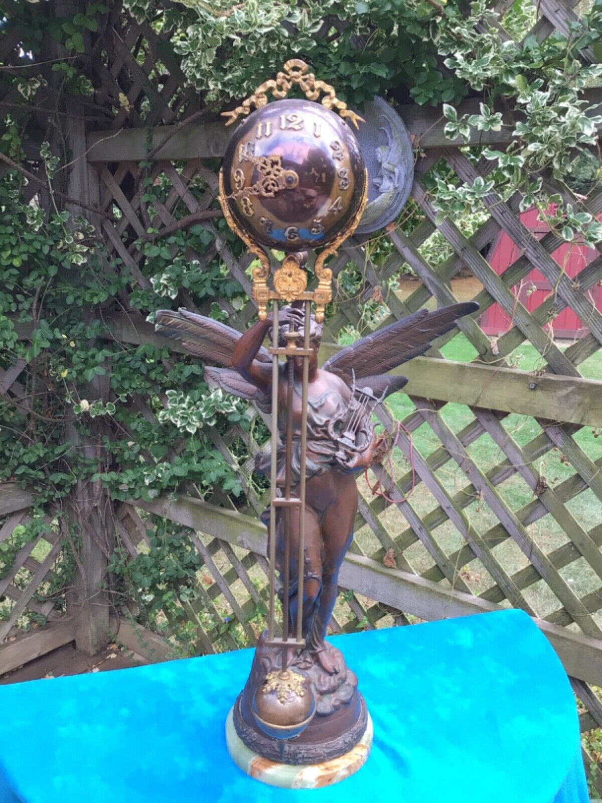 Antique Ansonia Mystery Gloria 8 Day Swinging Spelter or Brass Clock