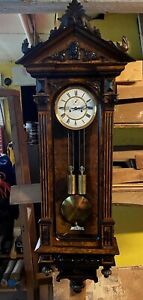 Ca. 1870's Austrian 2 Weight T&S Burl Walnut Wall Regulator