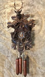7 Days Germany Black Forest Strike Swiss Musical hunting Cuckoo Clock,3 Weights