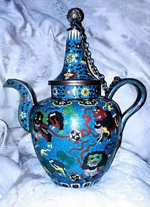 New ListingA Chinese bronze Cloisonne teapot, Ming Dynastry Pr.