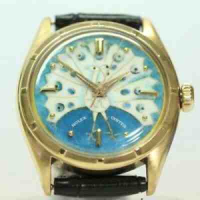 Rolex 6085 Enamel CloisonnÃ© Peacock 1952 Solid 18K Pink Gold Ref.6085 33.5mm