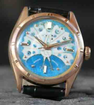 Rolex 6085 Glass Enamel CloisonnÃ© Peacock 1952 18K Solid Gold Case & Dial