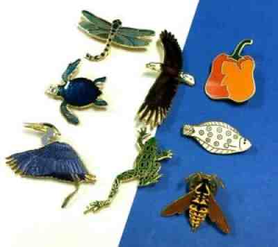 WM SPEAR PIN LOT Cloisonne Enamel RARE Collectible Bird Fish Turtle Bugs AA233S