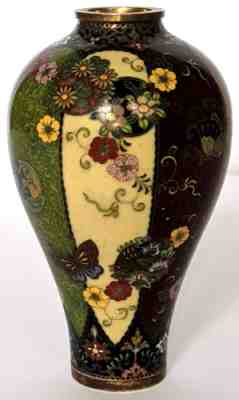 Japanese Meiji Cloisonne Vase Signed On Silver Tablet Namikawa Yasuyuki. 9.8cm