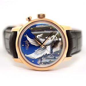 Vulcain Cloisonne 50s Presidents The Pegasus Alarm Enamel 200550.318L Wristwatch