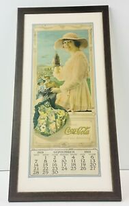 VINTAGE FRAMED 1919 DRINK COCA-COLA ADVERTISING CALENDAR
