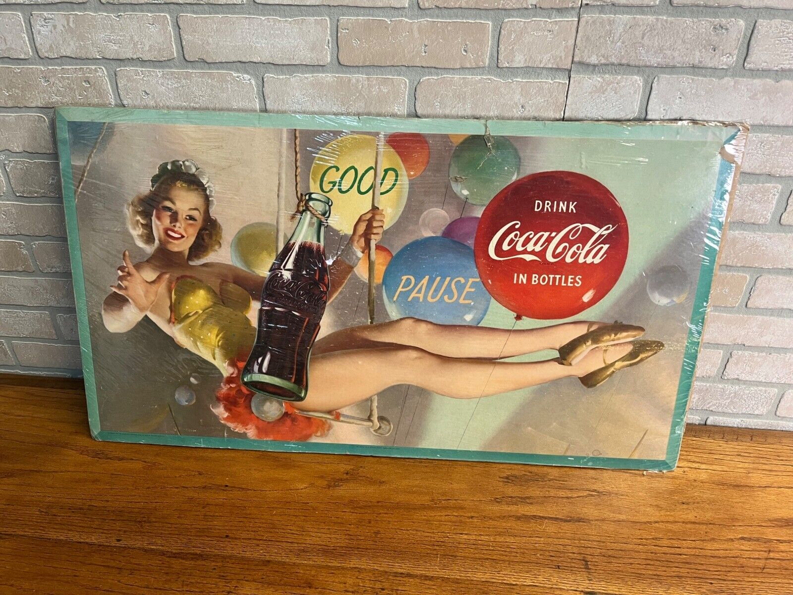 New ListingVintage 1954 Coca Cola Trapeze Girl Cardstock Advertising Sign Original Soda