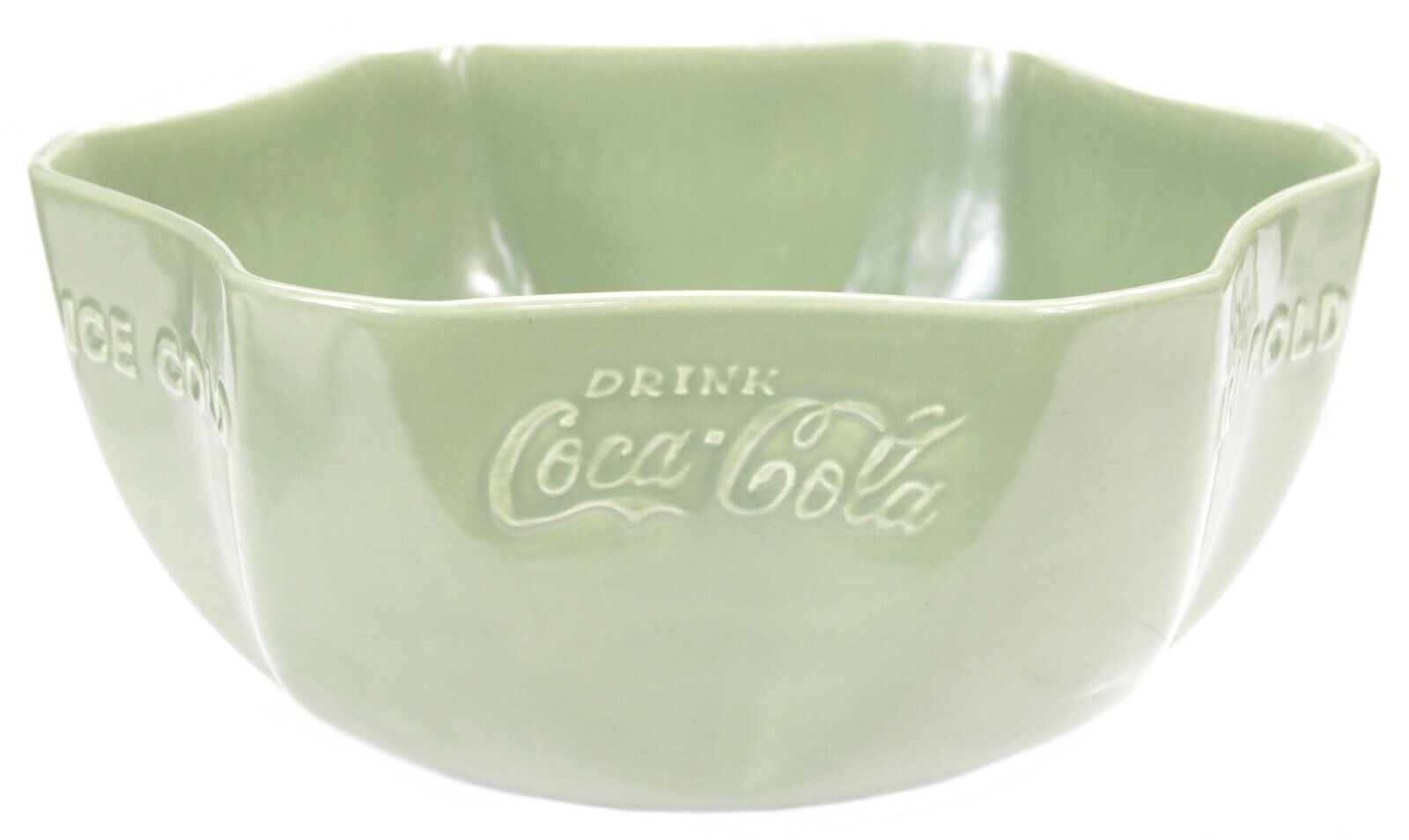 Rare Vintage 1930's Vernonware Green Coca Cola Ice Bowl Ice Cold Coca Cola Old