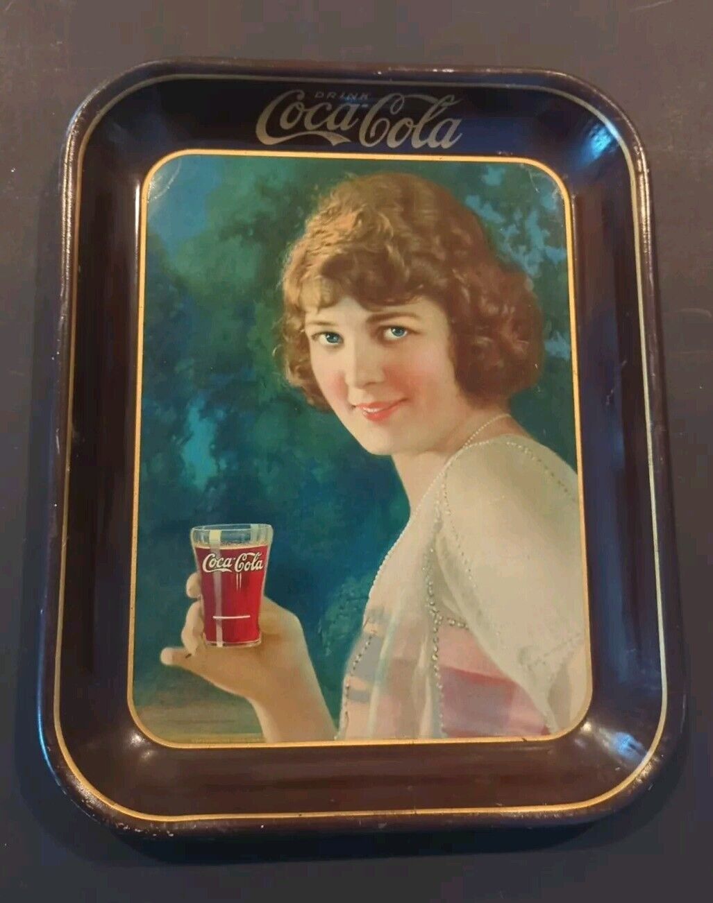 Coca-Cola 1924 Original "Smiling Girl" Tray Vintage Coke