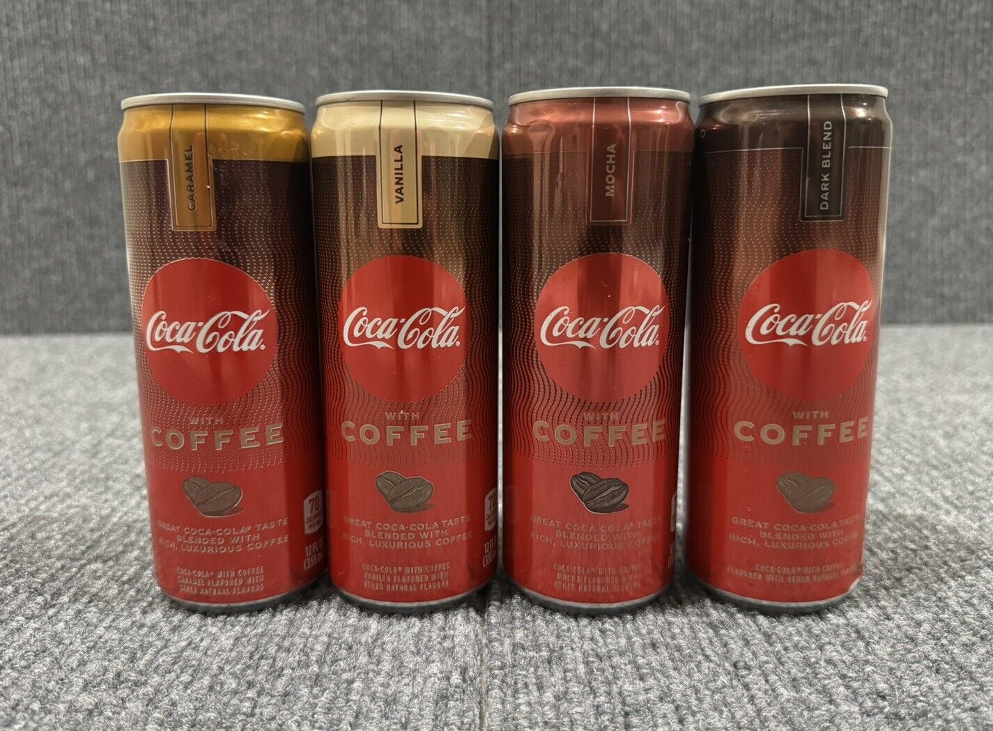 Coca-Cola with Coffee Set of 4 Full Cans Discontinued Snack Drink Coke Rare