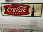 Vintage 1950's Coca Cola “Sign of Good Taste” Fishtail Metal Sign 53" MCA 008