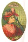 1908 COCA-COLA CELLULOID ADVERTISING POCKET MIRROR COKE LADY IN RED ORIGINAL