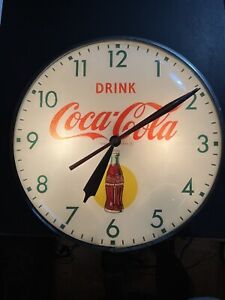 1950s Vintage Coca Cola Sun Pam clock!! Works Great and Ships Free!