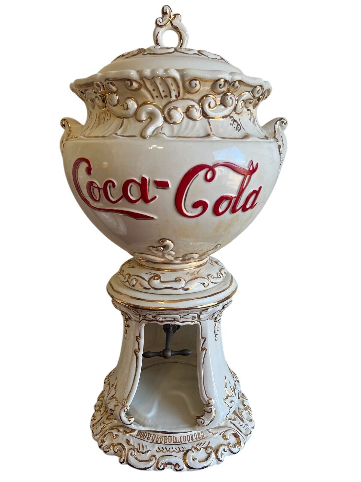 Vintage Coca Cola Syrup Dispenser Ceramic 3-Piece Urn Limited Edition # 53/500