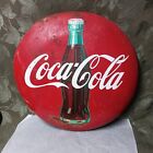 WOW!! 1950's Original Vintage Coca-Cola Bottle Button Sign Metal 24”!!