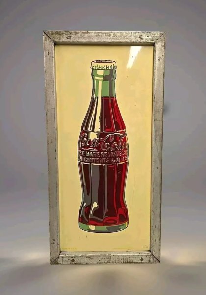 Vintage 1941 SST Coca-Cola Vertical Bottle Sign In Original Frame Pre-WW2