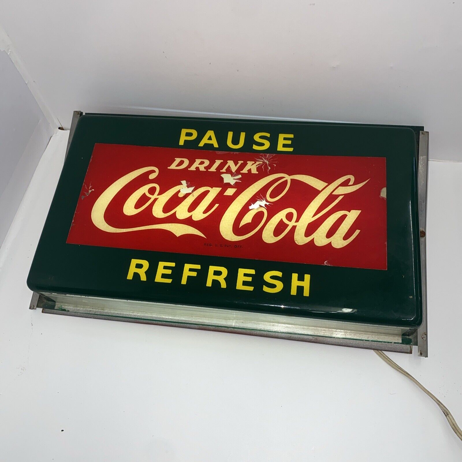 Vintage Rare Pause Refresh Drink Coca Cola Coke Light Up Sign Hanover Neon