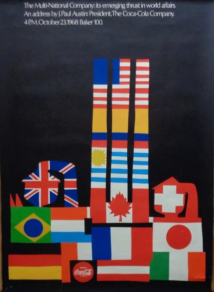 COCA COLA THE MULTI NATIONAL COMPANY Vintage 1968 advertising poster 34x48