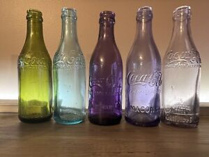5 Coca~Cola Straight Side Bottles Canada Jacksonville Macon GA Danville VA