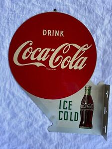 Vintage Coca Cola Hobbleskirt Bottle Thermometer Sign 