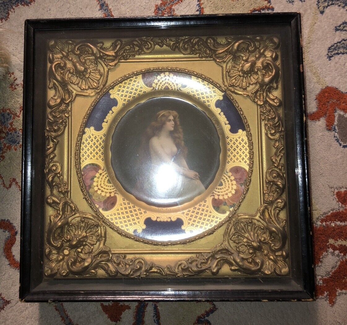 1905 Framed Coca Cola Tip Tray Sign Bottle Works Picture Glass