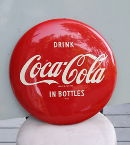Vintage  Original 16" DRINK COCA COLA In Bottles Button AM SIGN CO. 122 soda pop