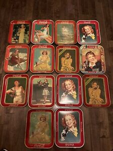 ?14 coca cola trays all original vintage 1930’s 1940’s 