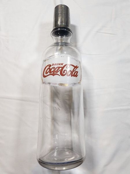 1920 Coca-Cola Foil Label Glass Syrup Bottle